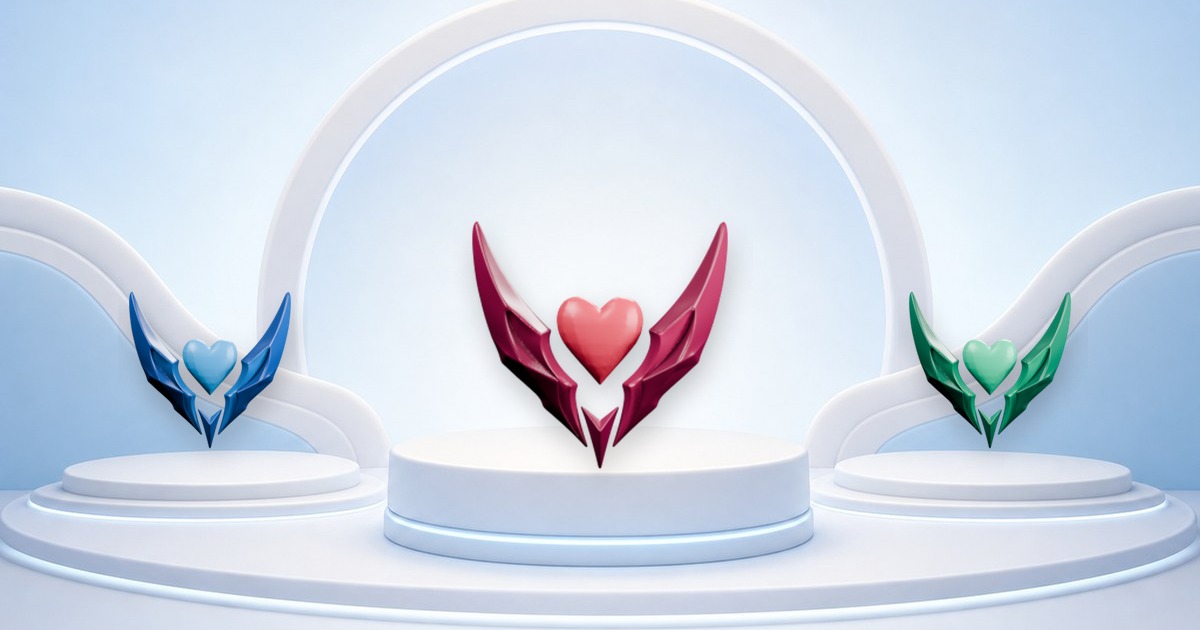 Fitcoin Leagues with Sapphire, Ruby and Emerald Heartforge crests resting on their pedestals