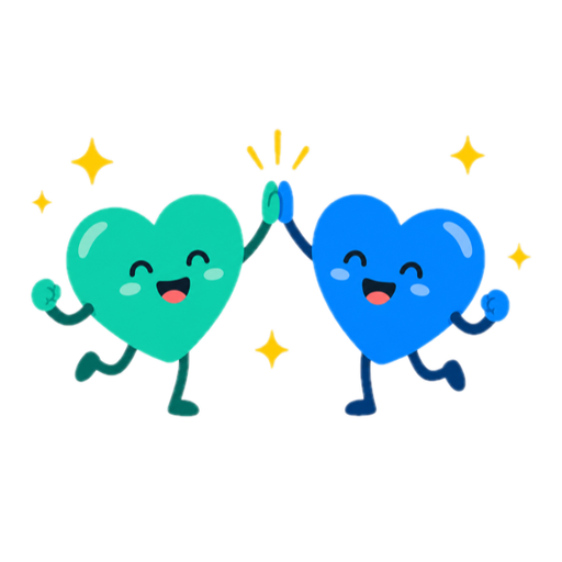 Two Fitcoin hearts exercising together